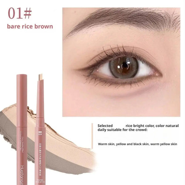Two-color Eyebrow Silkworm Pen Mulitfuntional Double Ended Lying Silkworm Pencil Eyeliner Under-Eye Enhancing Pencil Highlighter NoirKiss
