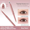 Two-color Eyebrow Silkworm Pen Mulitfuntional Double Ended Lying Silkworm Pencil Eyeliner Under-Eye Enhancing Pencil Highlighter NoirKiss