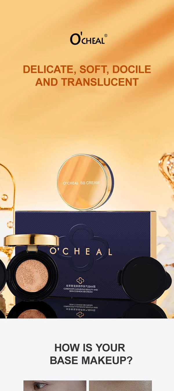 Ocheal BB Cream Air Cushion Whitening Fuller Coverage Waterproof Long-lasting Concealer Cushion Compact With Puff Face Makeup NoirKiss