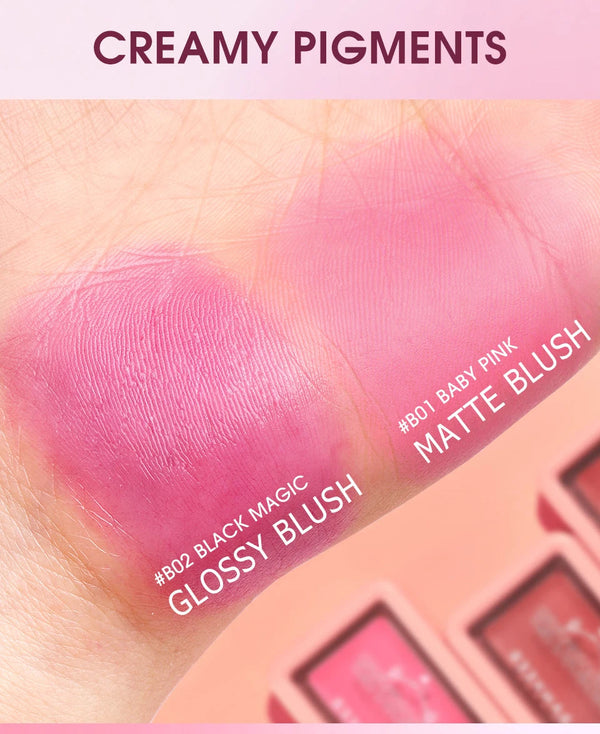 BANXEER Blush Cream Face Blusher 5 Colors Ever-changing Matte Shimmer Waterproof Long-lasting 3 IN 1 Multi-use Blush Face Makeup NoirKiss