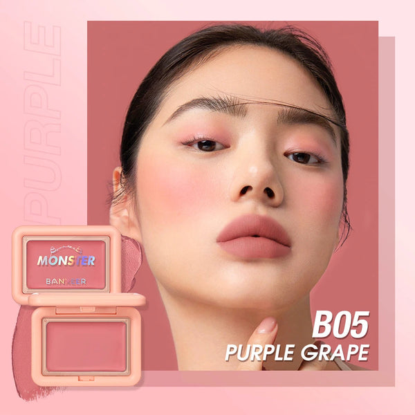 BANXEER Blush Cream Face Blusher 5 Colors Ever-changing Matte Shimmer Waterproof Long-lasting 3 IN 1 Multi-use Blush Face Makeup NoirKiss