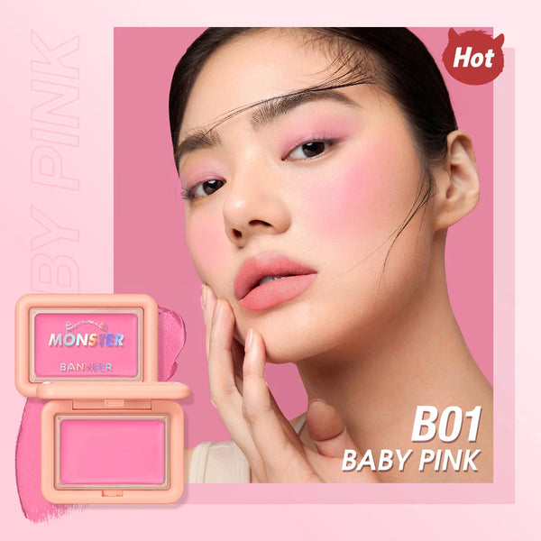 BANXEER Blush Cream Face Blusher 5 Colors Ever-changing Matte Shimmer Waterproof Long-lasting 3 IN 1 Multi-use Blush Face Makeup NoirKiss