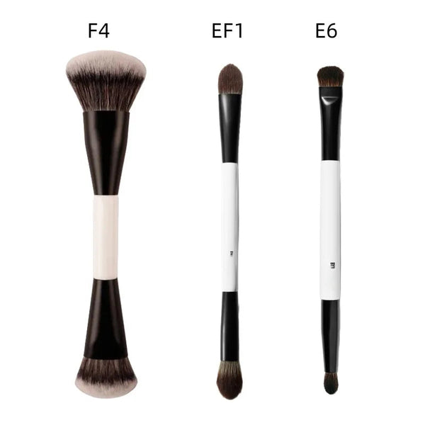 F4 Dual-Ended Foundation Face Brush Double-ended Powder Blush Contour and Eyeshadow Concealer Makeup Brushes NoirKiss