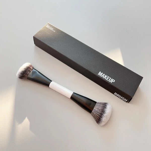 F4 Dual-Ended Foundation Face Brush Double-ended Powder Blush Contour and Eyeshadow Concealer Makeup Brushes NoirKiss