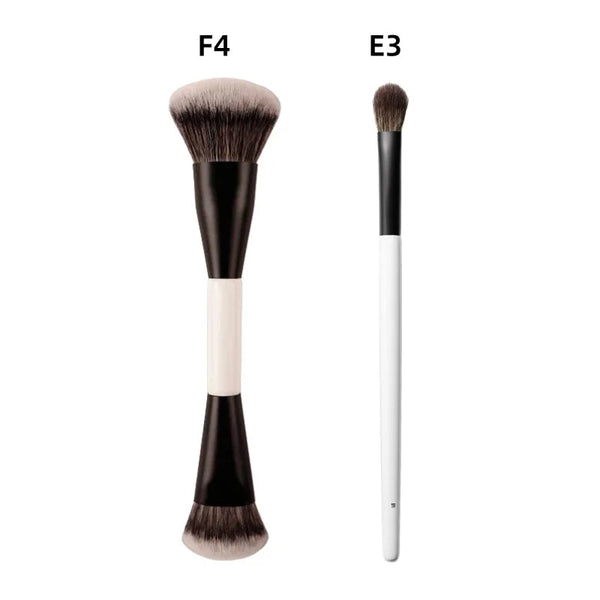 F4 Dual-Ended Foundation Face Brush Double-ended Powder Blush Contour and Eyeshadow Concealer Makeup Brushes NoirKiss