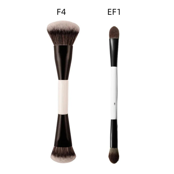 F4 Dual-Ended Foundation Face Brush Double-ended Powder Blush Contour and Eyeshadow Concealer Makeup Brushes NoirKiss