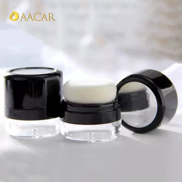 Portable Loose Powder Box With Mirror Travel Powder Case With Mushroom Sponge Puff Cosmetic Case Blusher Powder Jar Container NoirKiss